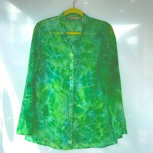 Wonderful green blouse, cuffless, long sleeve, blouse